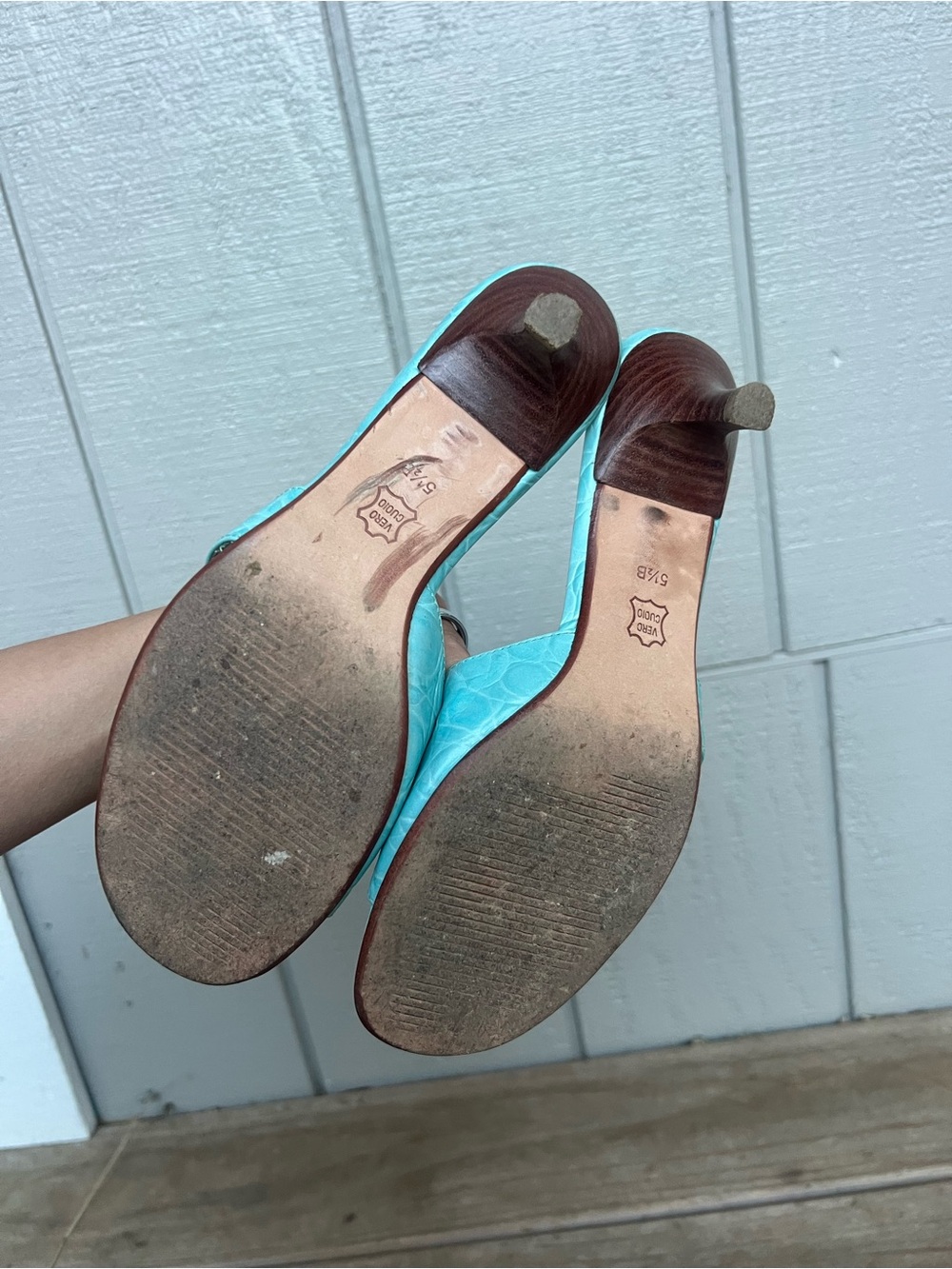 Talbots Turquoise Open-Toe Slide Mules - Picture 2 of 7